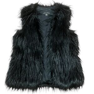 Donna Salyers’ Fabulous-Furs black faux fur open front vest mobwife ski
